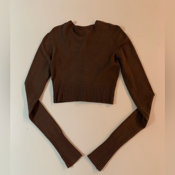 Brown crop knit sweater - Picture 2 of 5